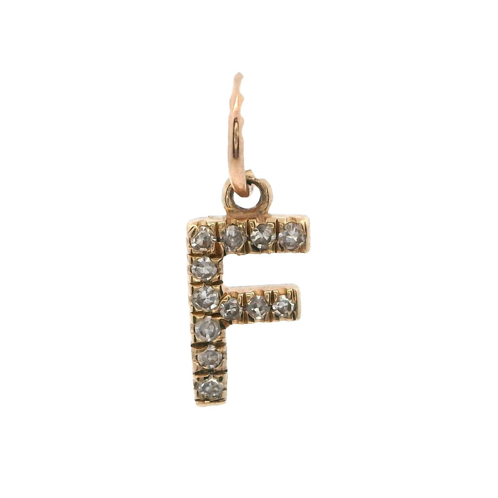 A Initial Theme Charm Yellow 14 Karat Diamond