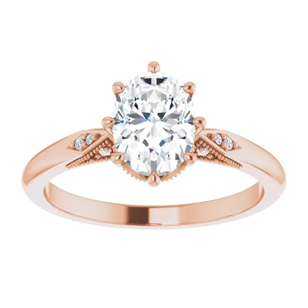 Solitare Accent Style Diamond Engagement Ring 14 Karat Gold Rose 
(Center Stone Not Included)