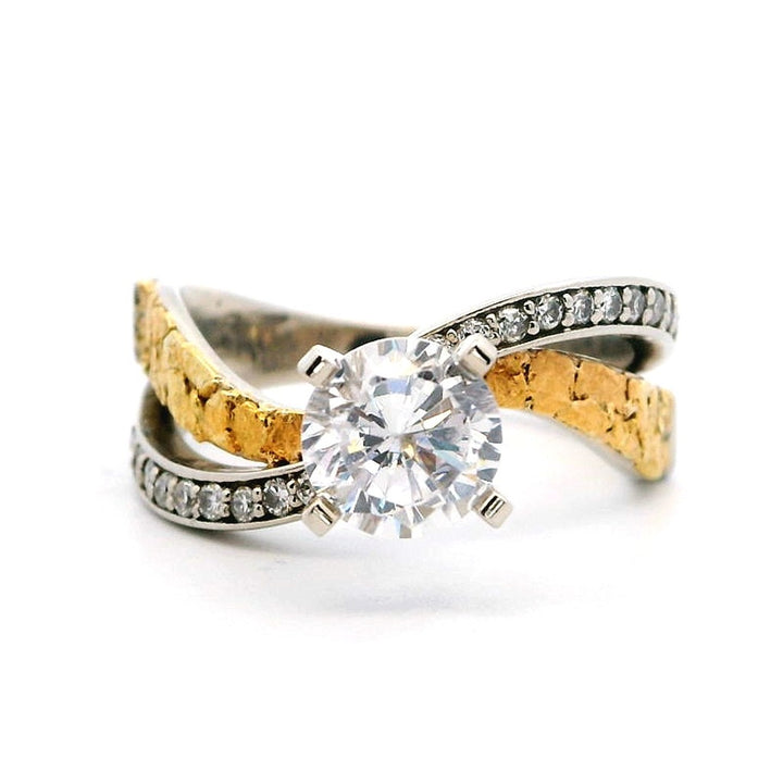 Bypass Style Diamond Engagement Ring 14 Karat Gold White 
(Center Stone Not Included)