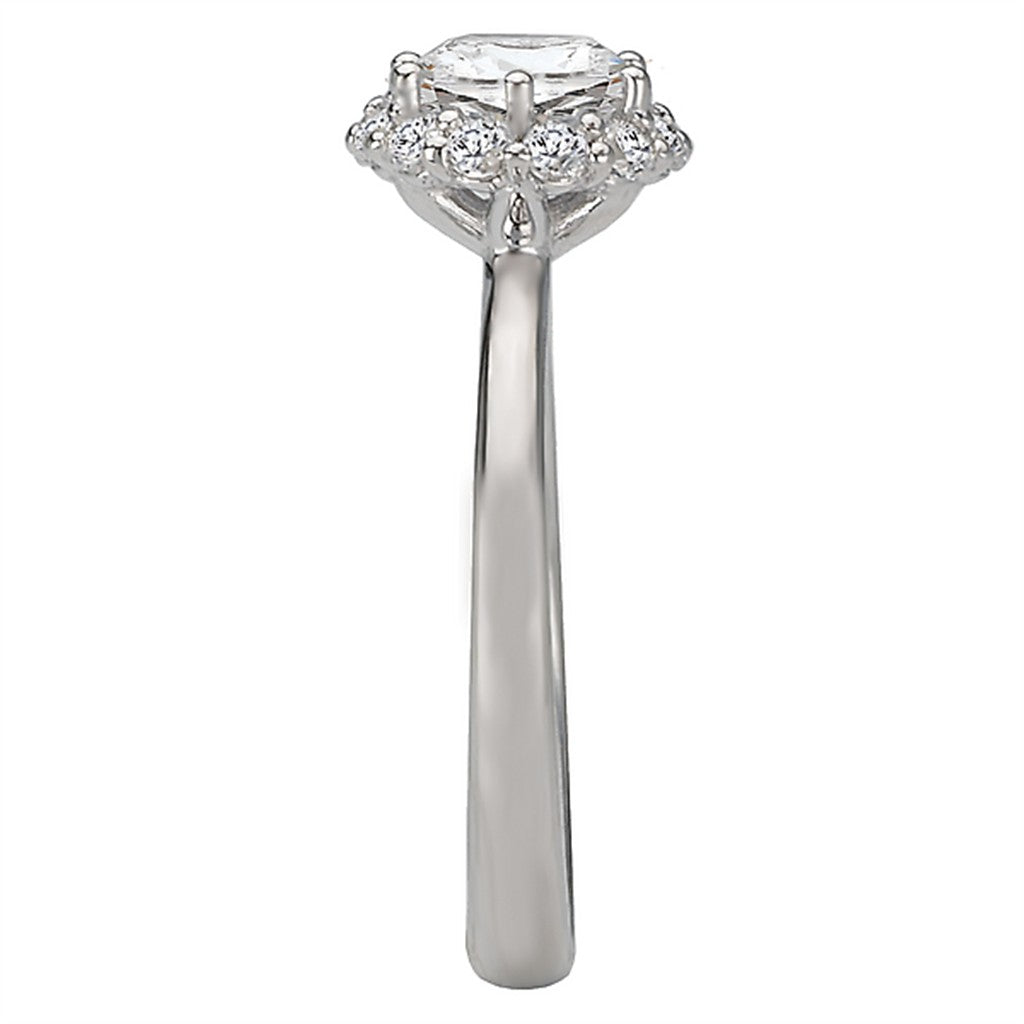 Halo Style Diamond Engagement Ring Sterling Silver White 
(Center Stone Not Included)