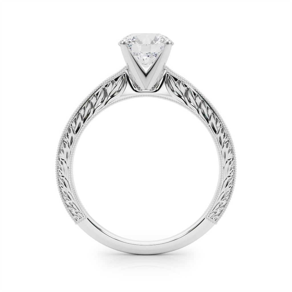 Vintage Style Engagement Ring White 14 Karat Size 7