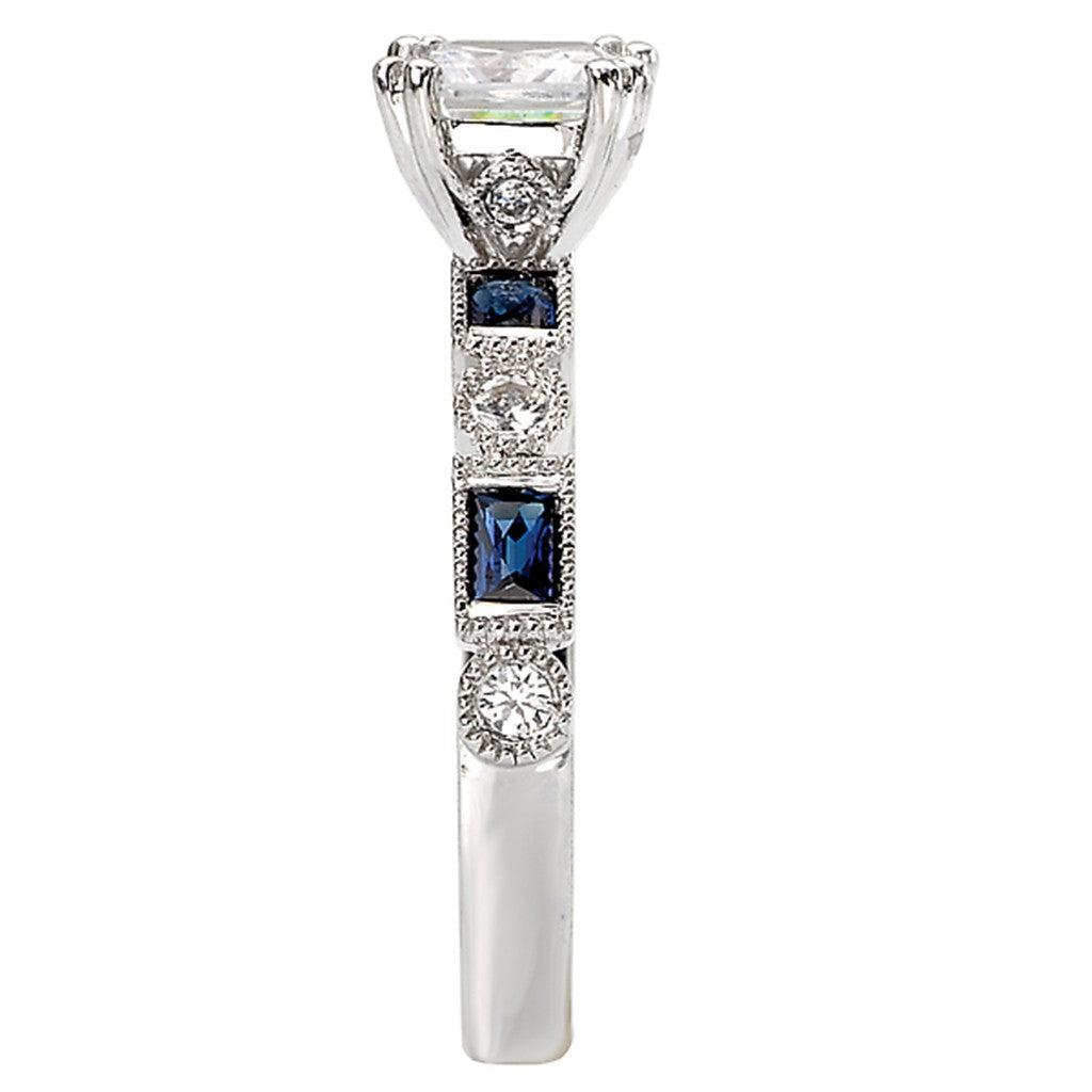Solitare Accent Style Diamond Engagement Ring Sterling Silver White 
(Center Stone Not Included)