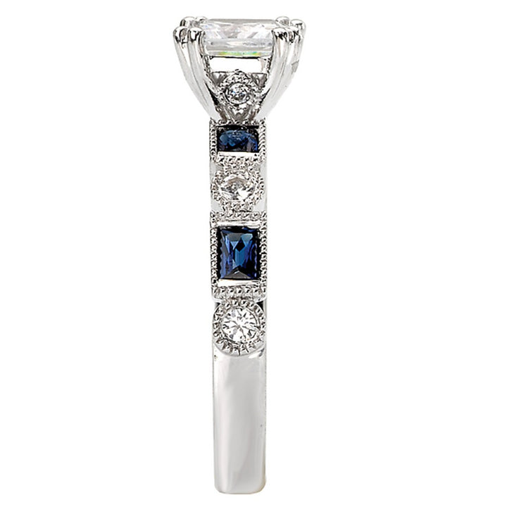 Solitare Accent Style Diamond Engagement Ring Sterling Silver White 
(Center Stone Not Included)
