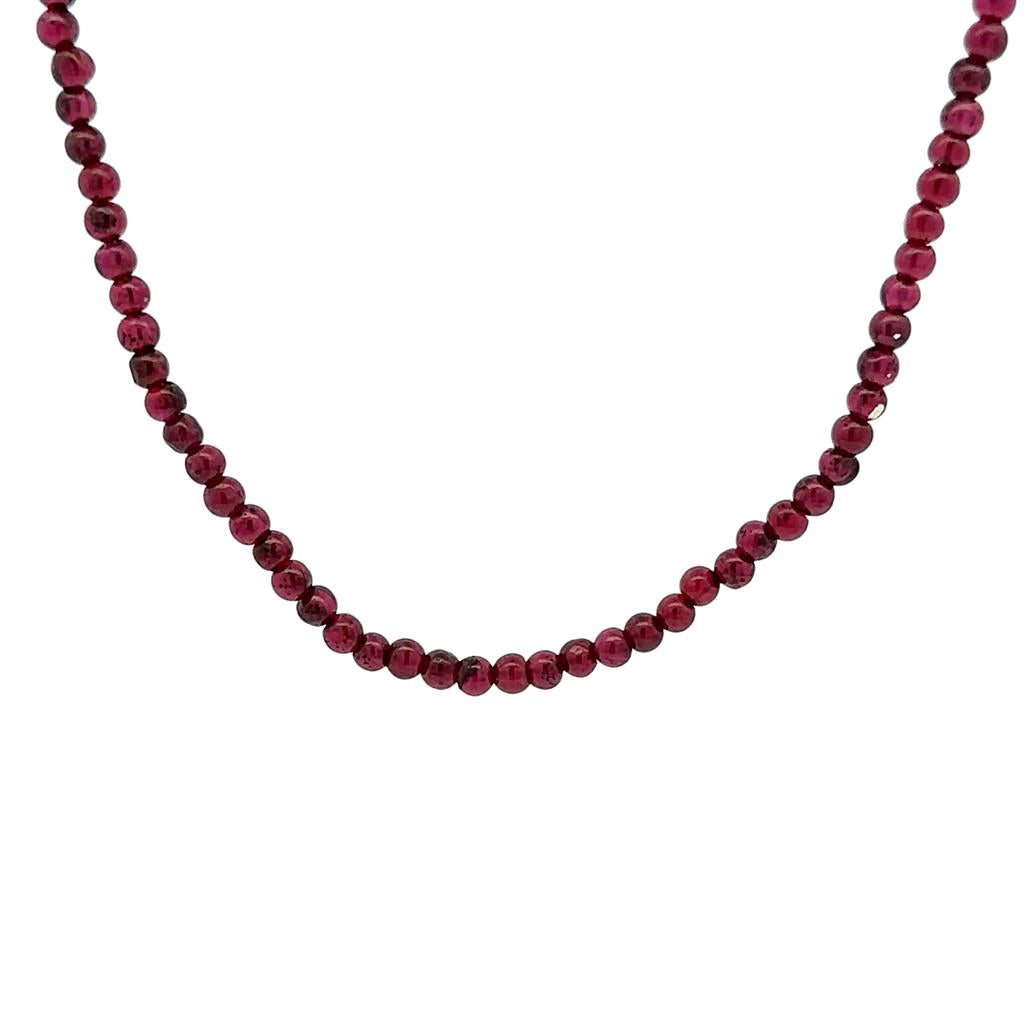 Garnet Mozambique Strand Necklace With a Sterling Silver Clasp 17.5" Long