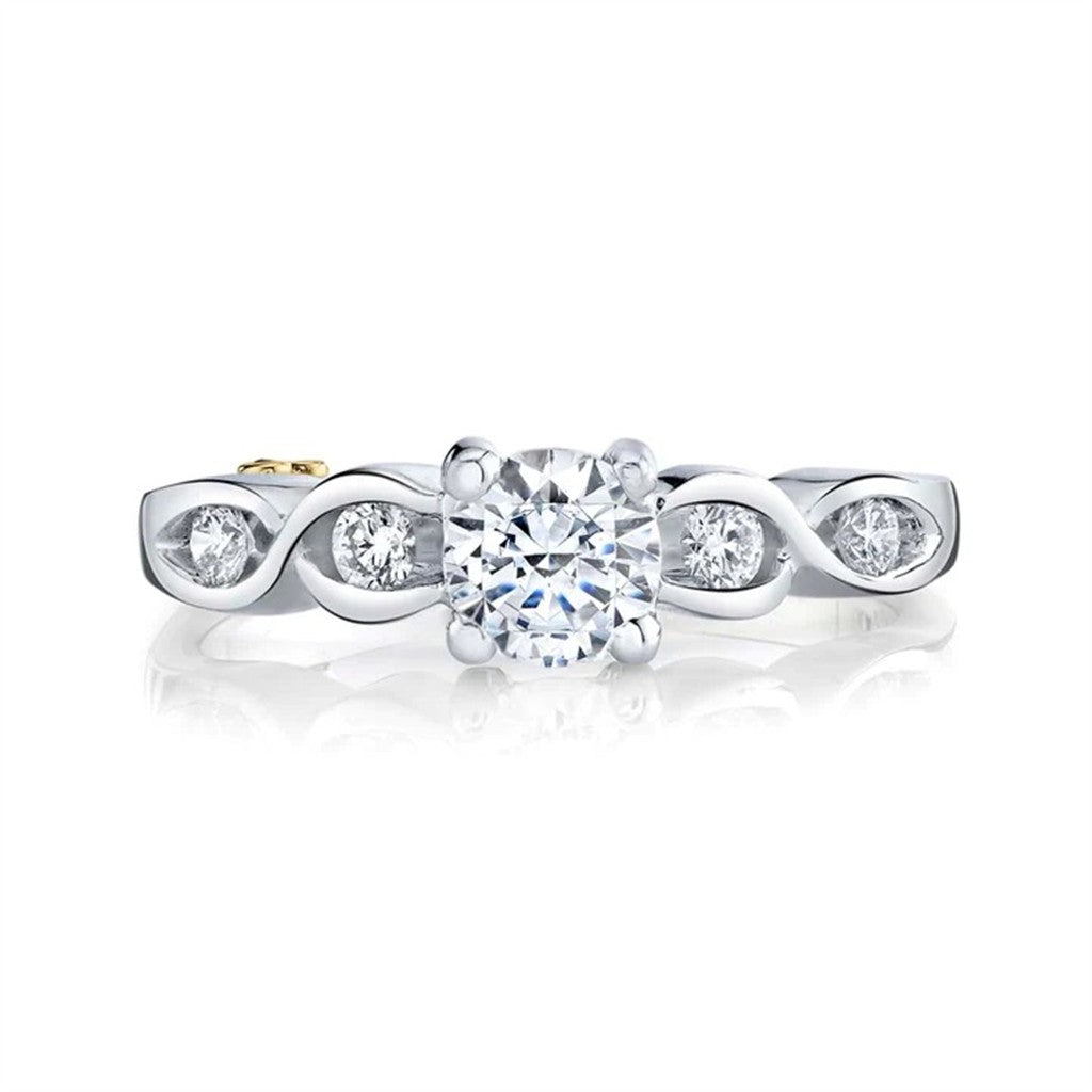 Solitare Accent Style Diamond Engagement Ring 14 Karat Gold White 
(Center Stone Not Included)