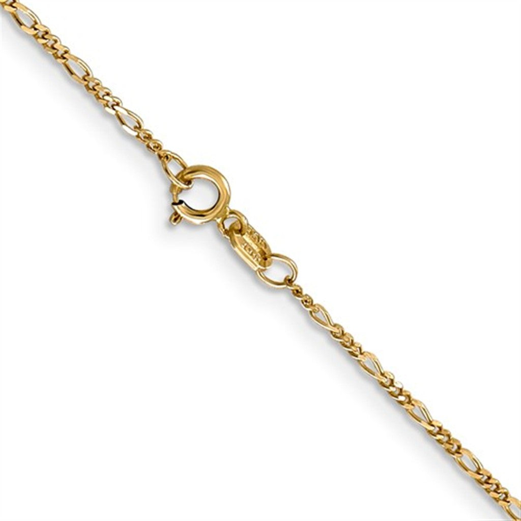 Figaro Link Chain 14 KT Yellow 1.25 MM Wide 20' In Length