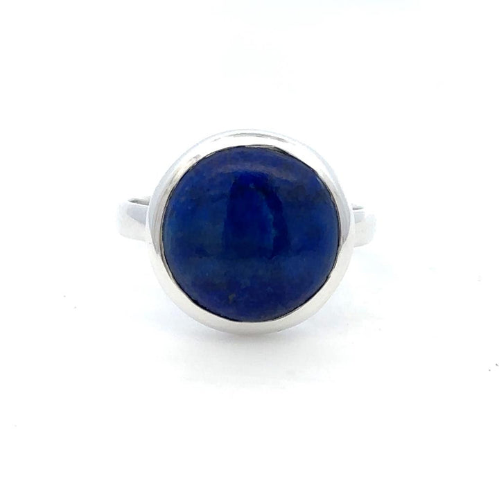 Solitare Style Rings Silver with Stones Sterling Silver White with Lapis size 8