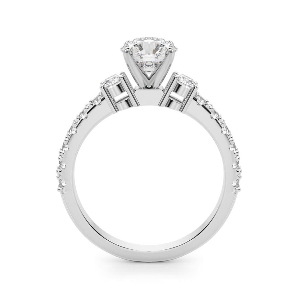 Three Stone Style Diamond Engagement Ring 14 Karat Gold White 
(Center Stone Not Included)