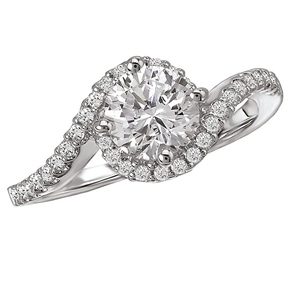 Bypass Style Diamond Engagement Ring .925 White 
(Center Stone Not Included)