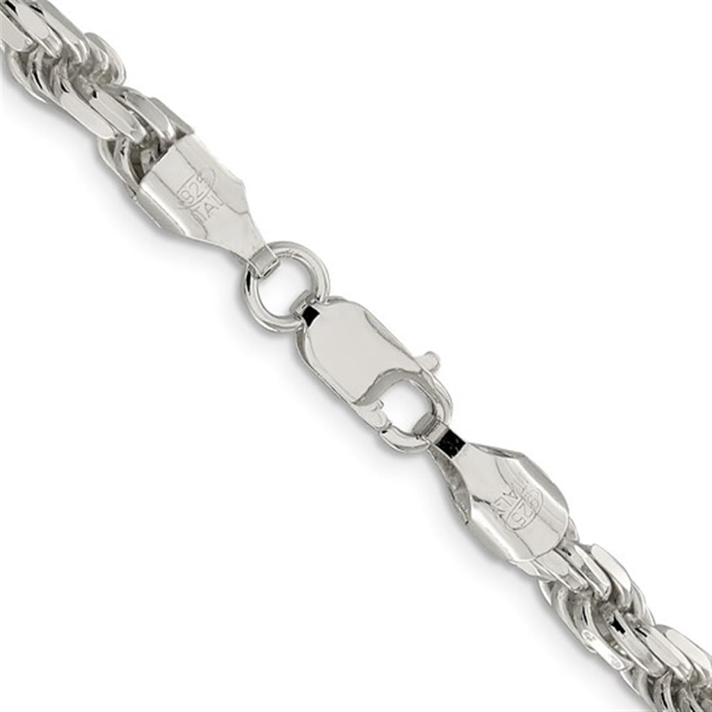 White .925 5.75 MM Rope Chain 24" Long