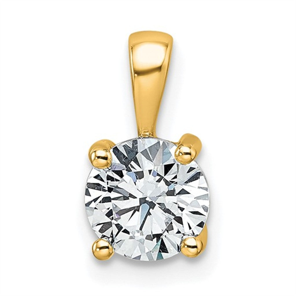 Drop Pendant Diamond Lab Grown 14 Karat Yellow with Round F/G Lab Diamond