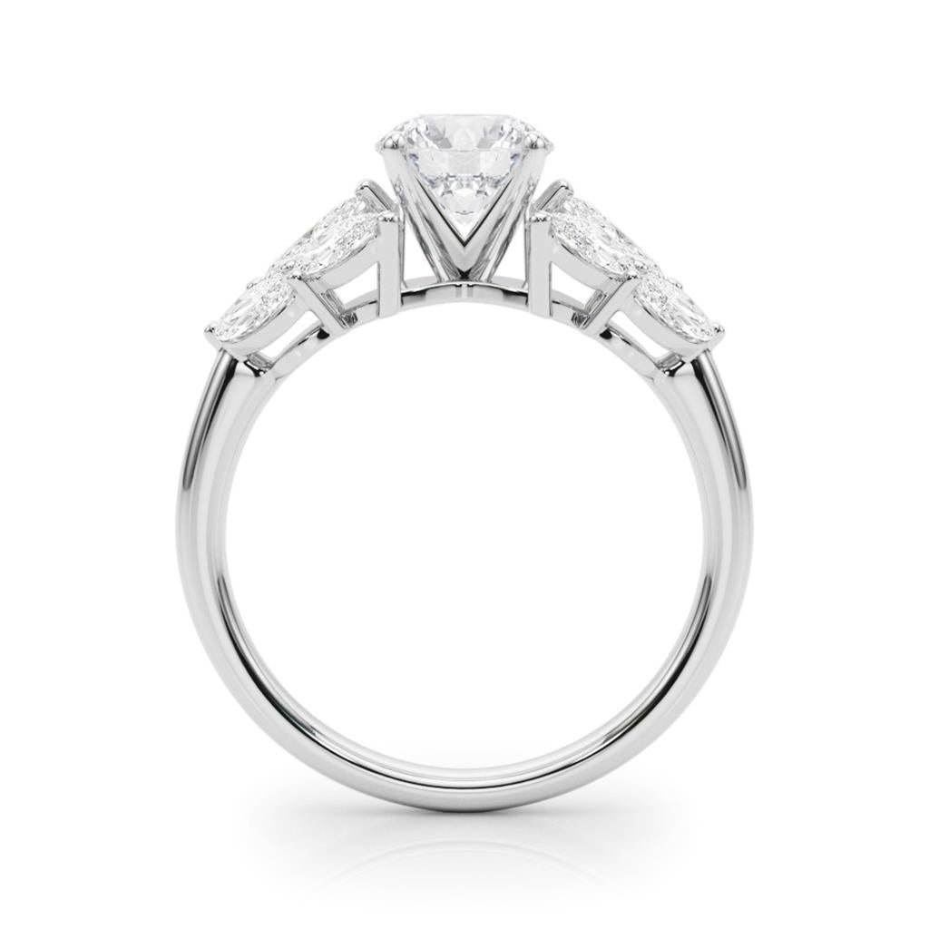 Contemporary Style Diamond Engagement Ring 14 Karat Gold White 
(Center Stone Not Included)