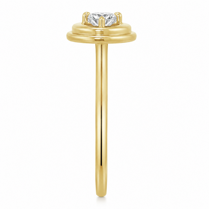 Solitaire Bezel Style 1.00 CT Round Engagement Ring 14 Karat Yellow Gold