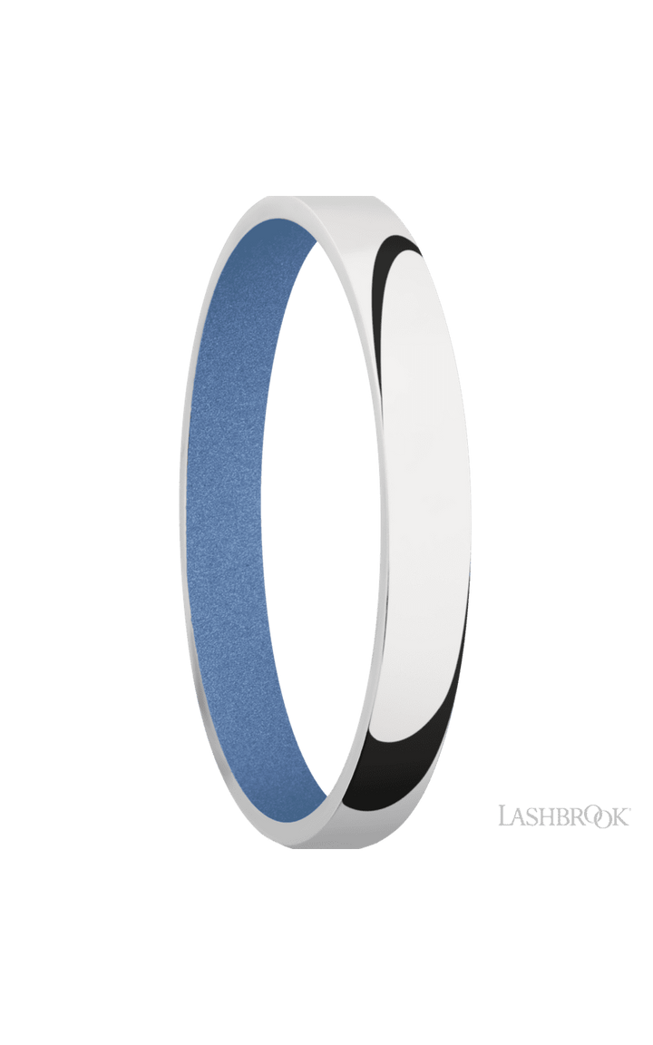 3 mm wide Domed 10K White Gold band featuring a Crushed Orchid sleeve.