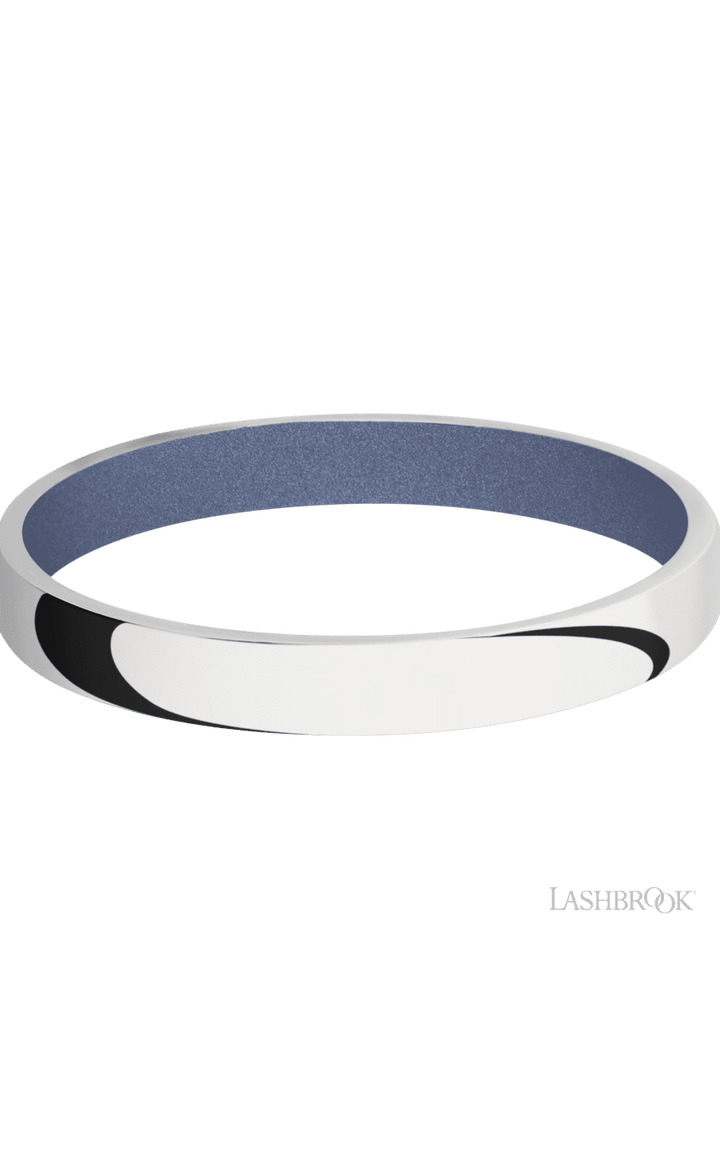 3 mm wide Domed 10K White Gold band featuring a Crushed Orchid sleeve.