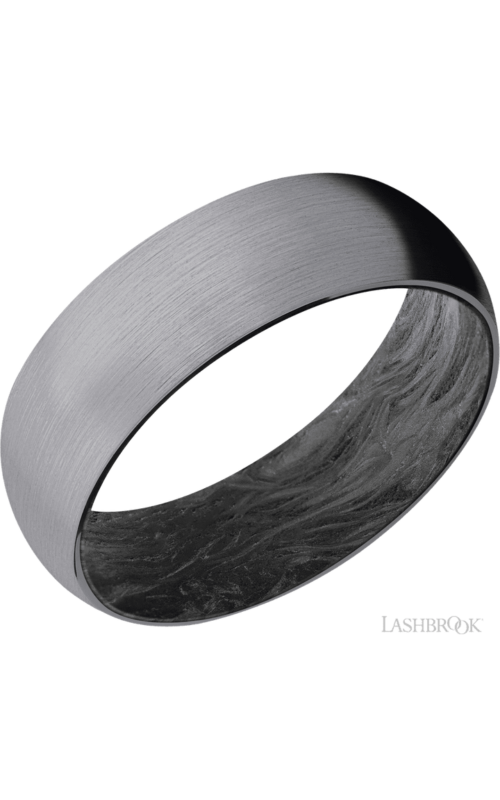 7 mm wide Domed Tantalum band featuring a Forged Carbon Fiber sleeve.
