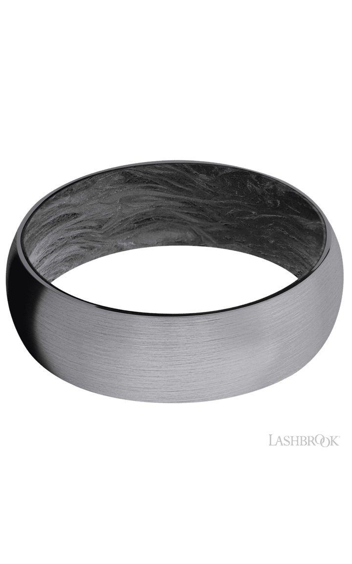 7 mm wide Domed Tantalum band featuring a Forged Carbon Fiber sleeve.