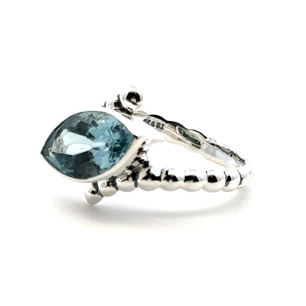 Solitare Style Rings Silver with Stones Sterling Silver White with Topaz size 7