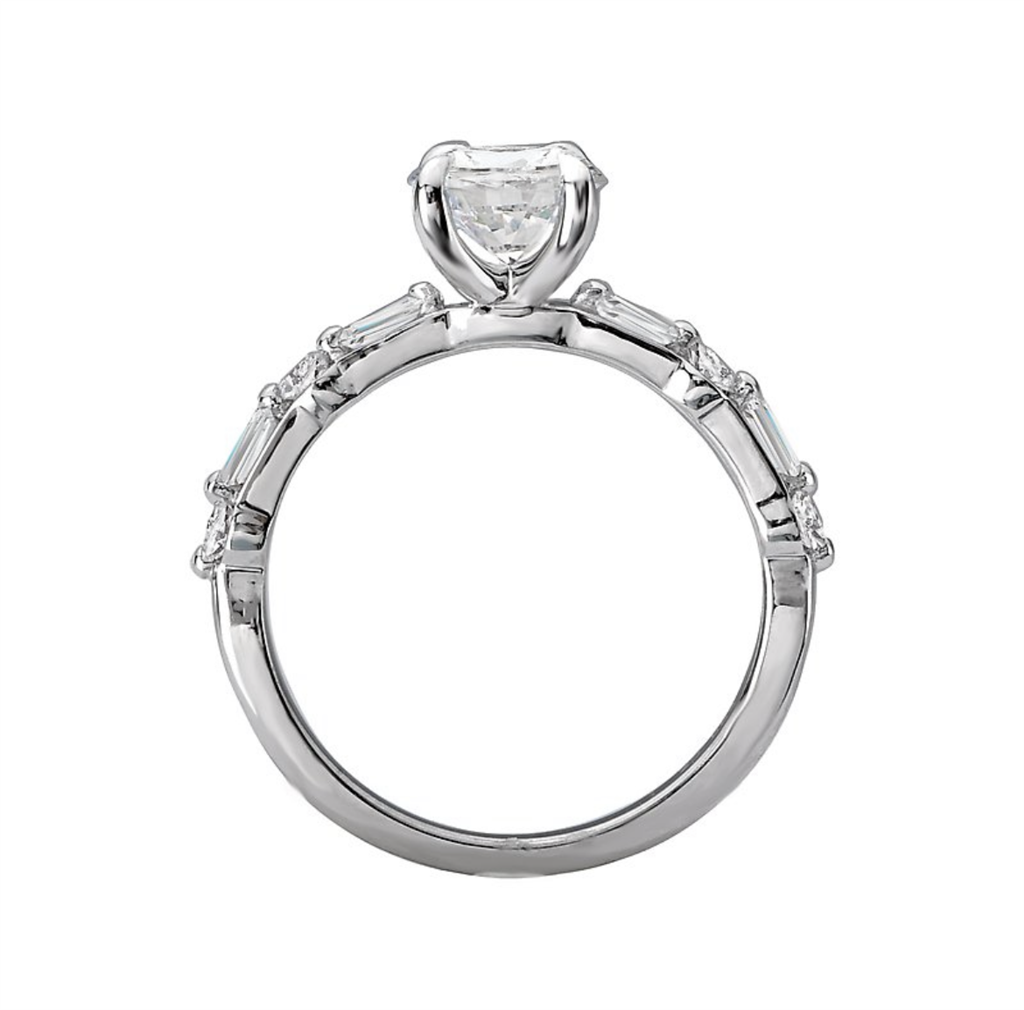 Solitare Accent Style Diamond Engagement Ring Sterling Silver White 
(Center Stone Not Included)