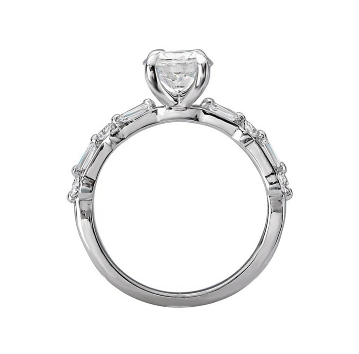 Solitare Accent Style Diamond Engagement Ring Sterling Silver White 
(Center Stone Not Included)
