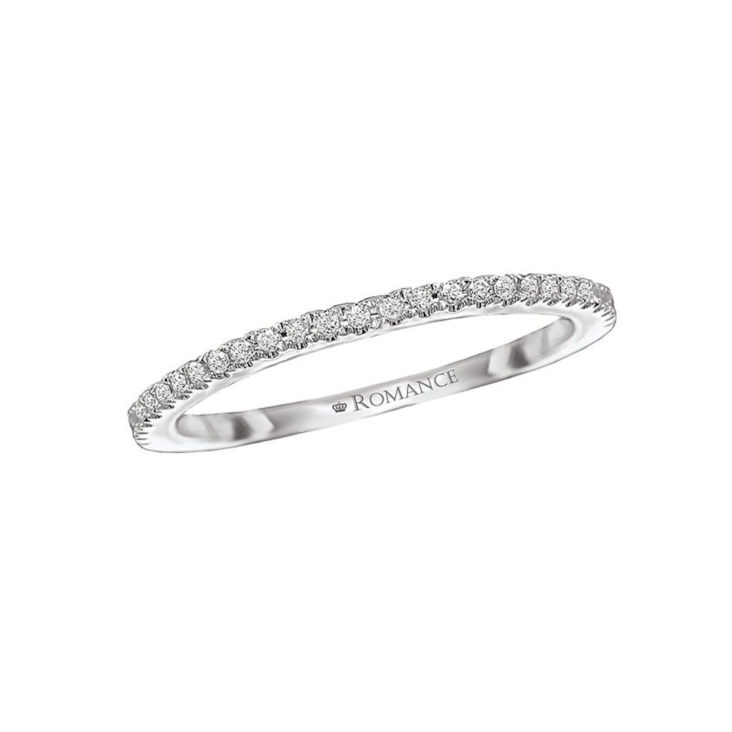 Stack-Able Style Diamond Wedding Band 18 KT White with Diamonds size 6
