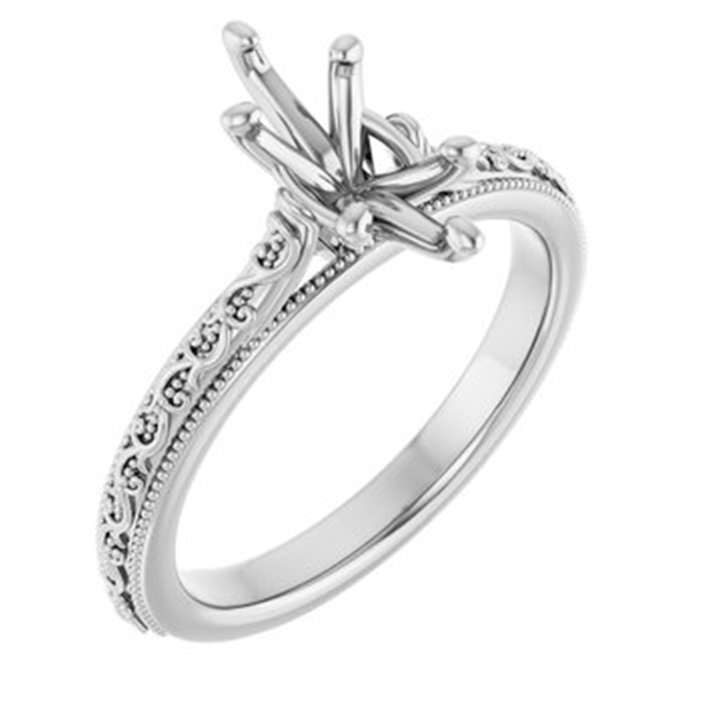 Vintage Engagement Ring White 14 Karat Gold
