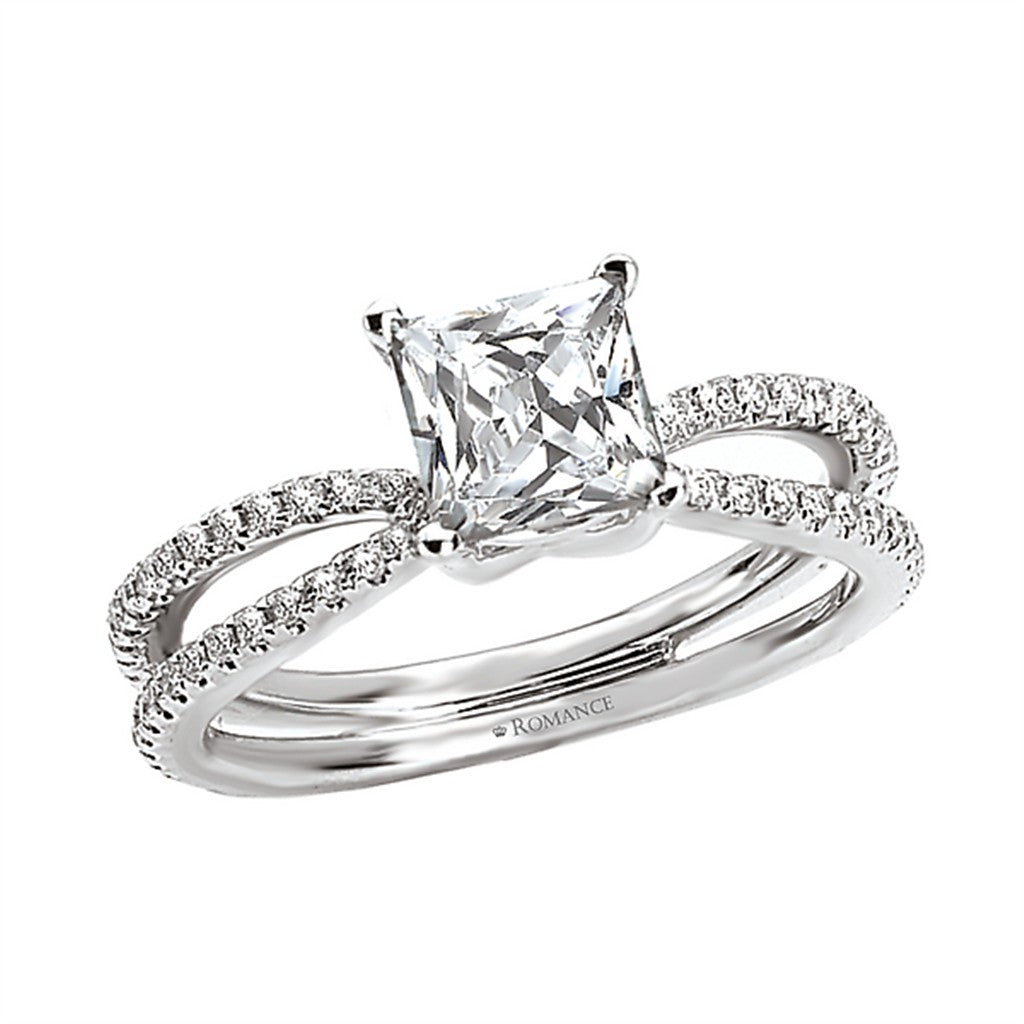 Contemporary Style Diamond Engagement Ring 14 Karat Gold White 
(Center Stone Not Included)