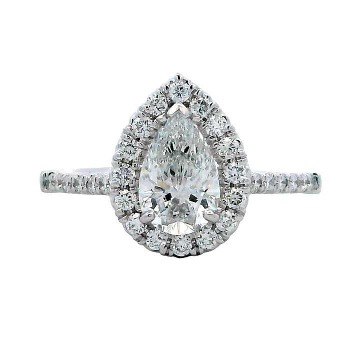 Lab Diamond Halo Lab Diamond Engagent Ring 14 Karat White 0.98 Carat Total Weight