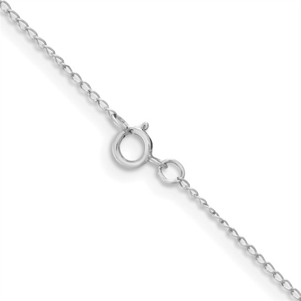 White Sterling Silver 1 MM Curb Chain 18" Long