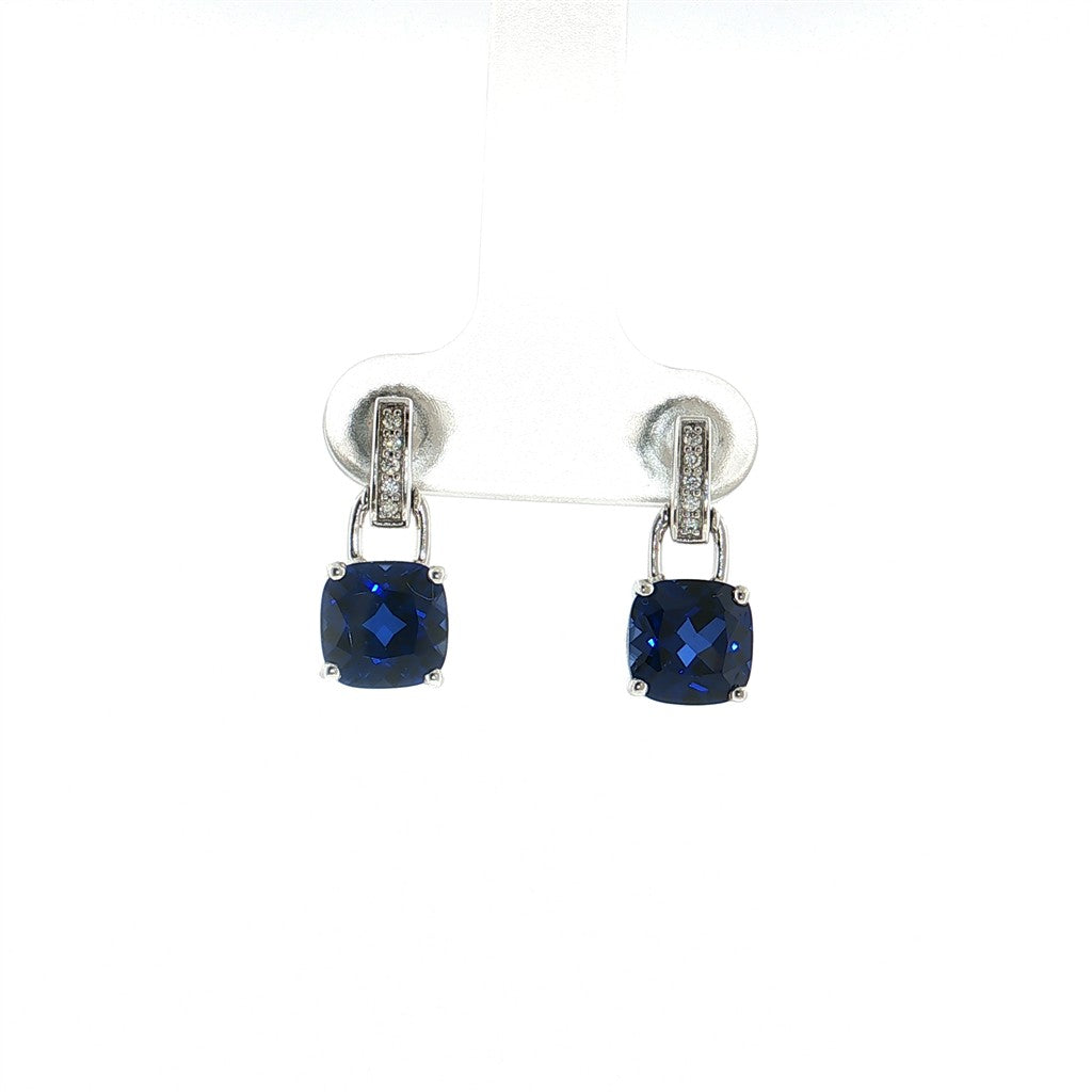 Sterling Silver Post Earrings With Colored Stone