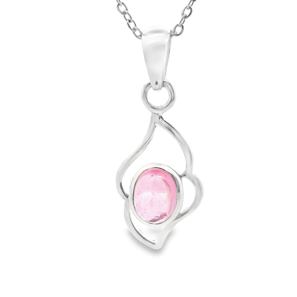 Free Form Pendant Sterling Silver Silver with Cabochon Oval Tourmaline