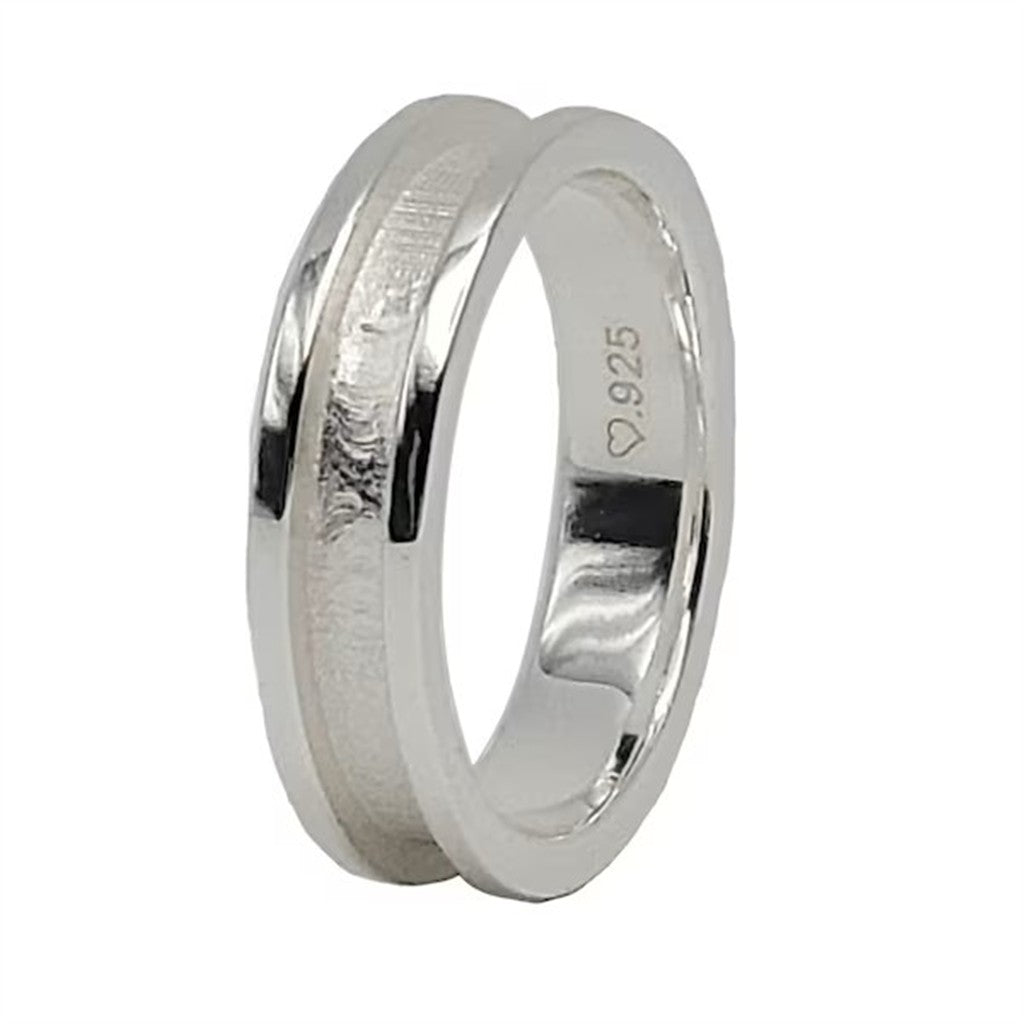 Straight Channel Band Men's Ring Sterling Silver & Alaskan Gold Nugget Size 10.5