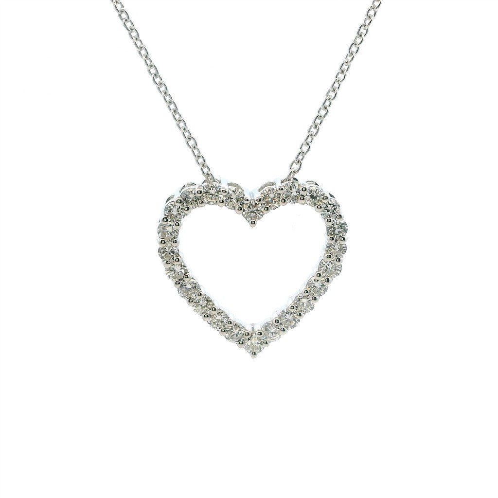 Heart Pendant Diamond Lab Grown Sterling Silver White with Round Lab Diamond