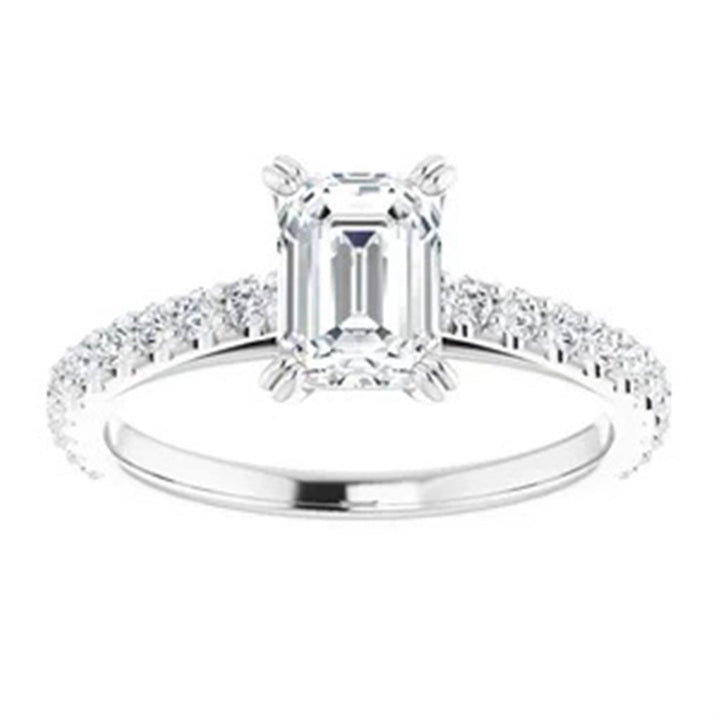 Solitare Accent Style Diamond Engagement Ring 14 Karat Gold White 
(Center Stone Not Included)