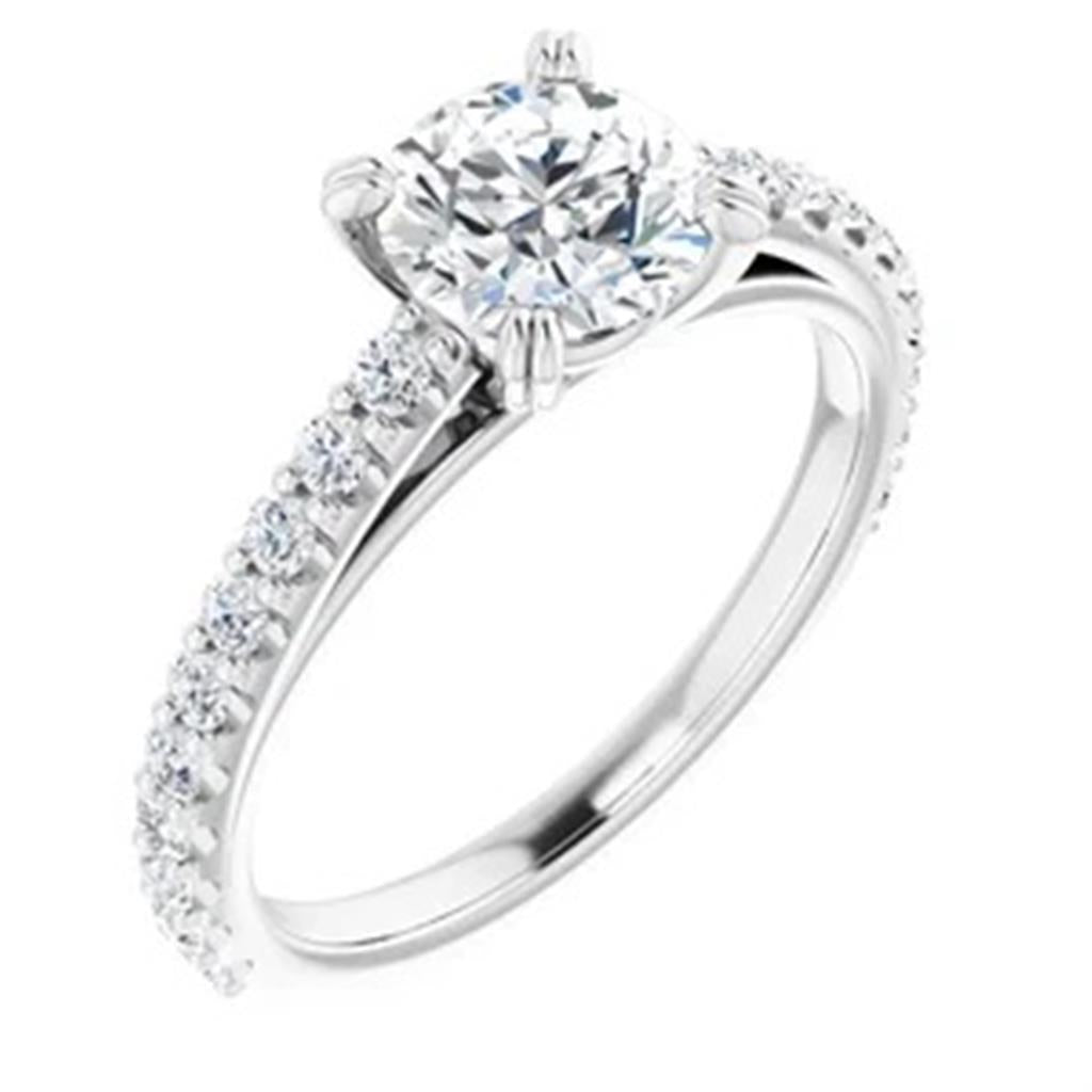 Solitare Accent Style Diamond Engagement Ring 14 Karat Gold White 
(Center Stone Not Included)