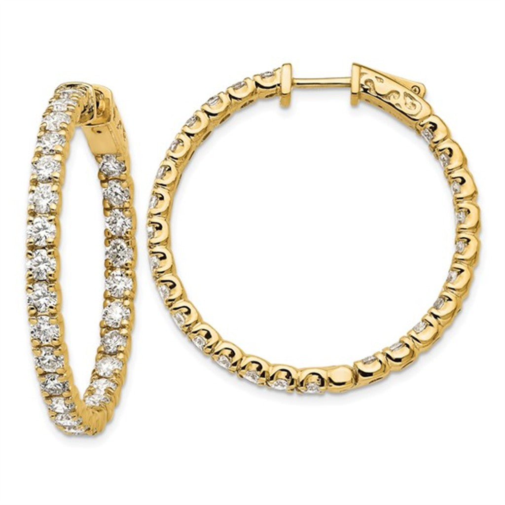 Lab Diamond Hoop Earrings 14 Karat Yellow 5.20 Carat Total Weight