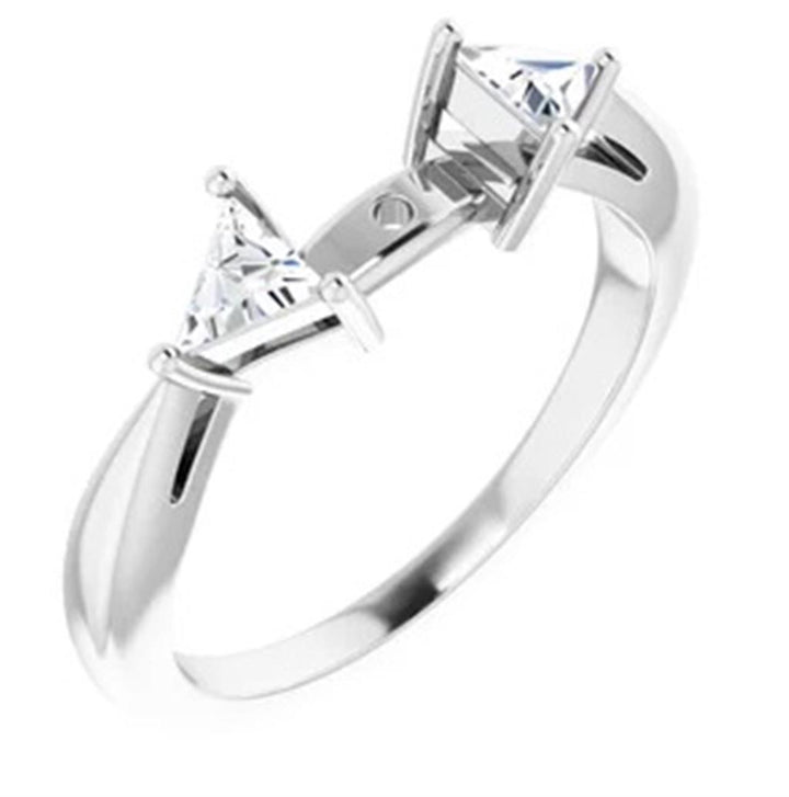 Three Stone Style Diamond Engagement Ring Alloy White 
(Center Stone Not Included)