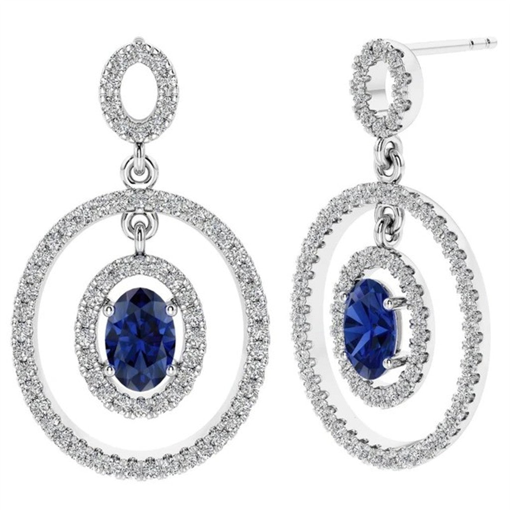 Dangle Earrings Silver Colored Stones