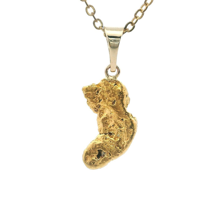 Alaskan Gold Nugget Necklace Indian Drop 0.78 " long On a Base Metal Yellow Display Chain