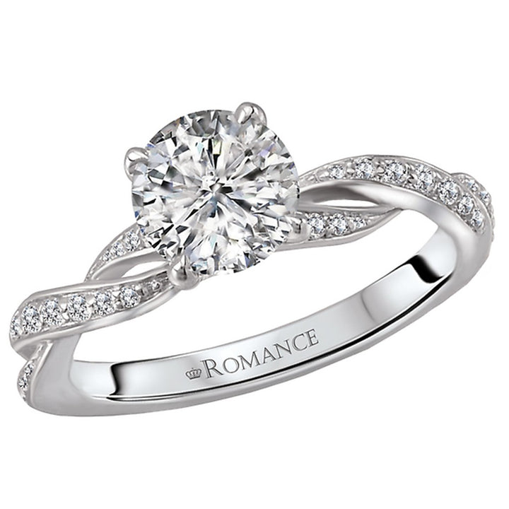 Solitare Accent Style Diamond Engagement Ring Sterling Silver White 
(Center Stone Not Included)