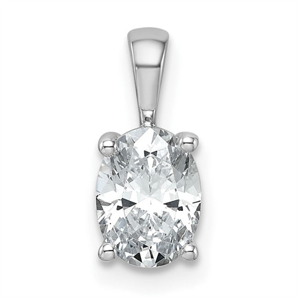 Drop Pendant Diamond Lab Grown 14 Karat White with Oval F/G Lab Diamond