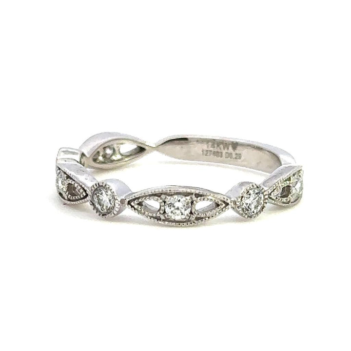 Stack-Able Style Diamond Wedding Band 14 KT White with Diamonds size 6.75