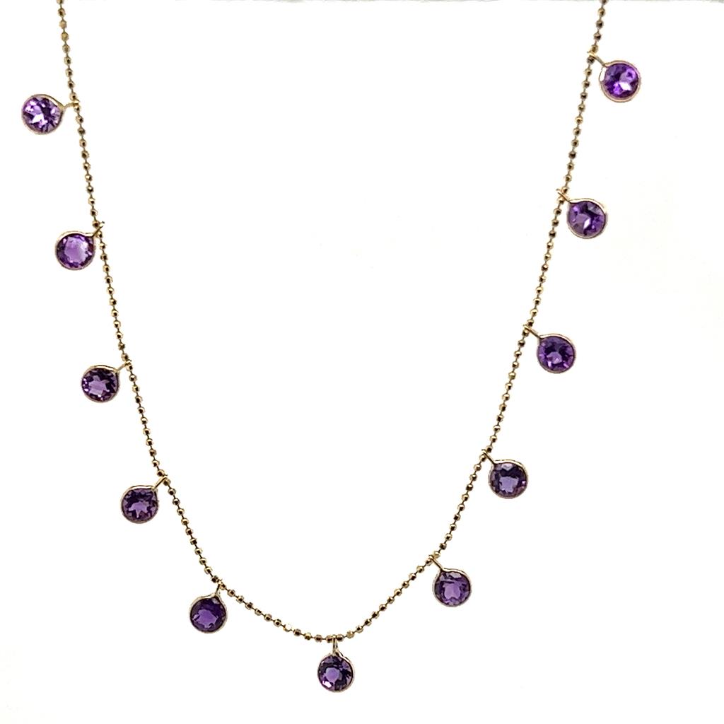 Buy The Yard Colored Stone Necklace 14 KT Yellow With Amethysts 16" Long