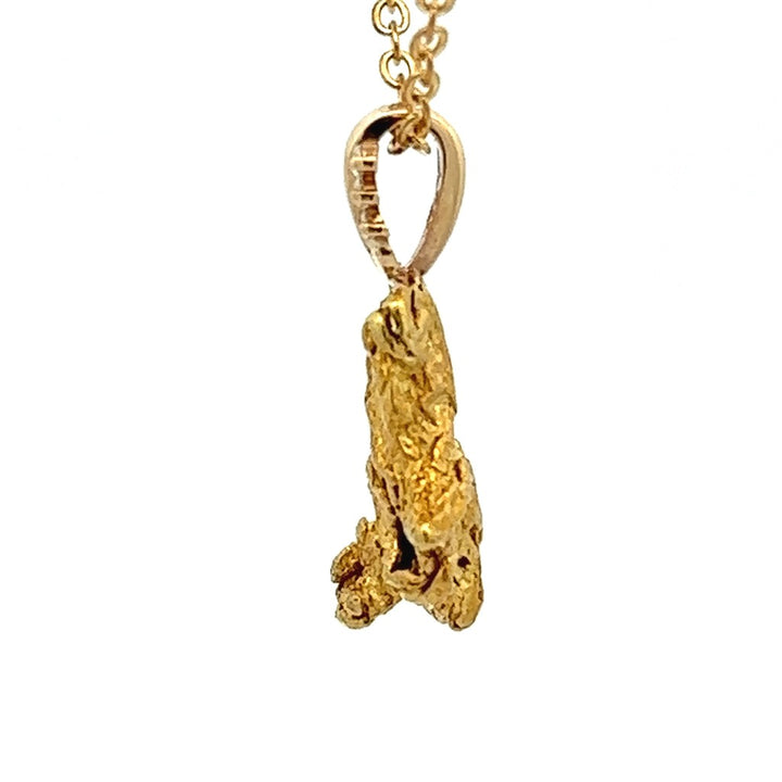 In Line Style Nugget Pendant 14 Karat Gold & Alaskan Gold Nugget