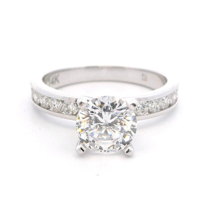 Solitare Accent Style Diamond Engagement Ring 14 Karat Gold White 
(Center Stone Not Included)