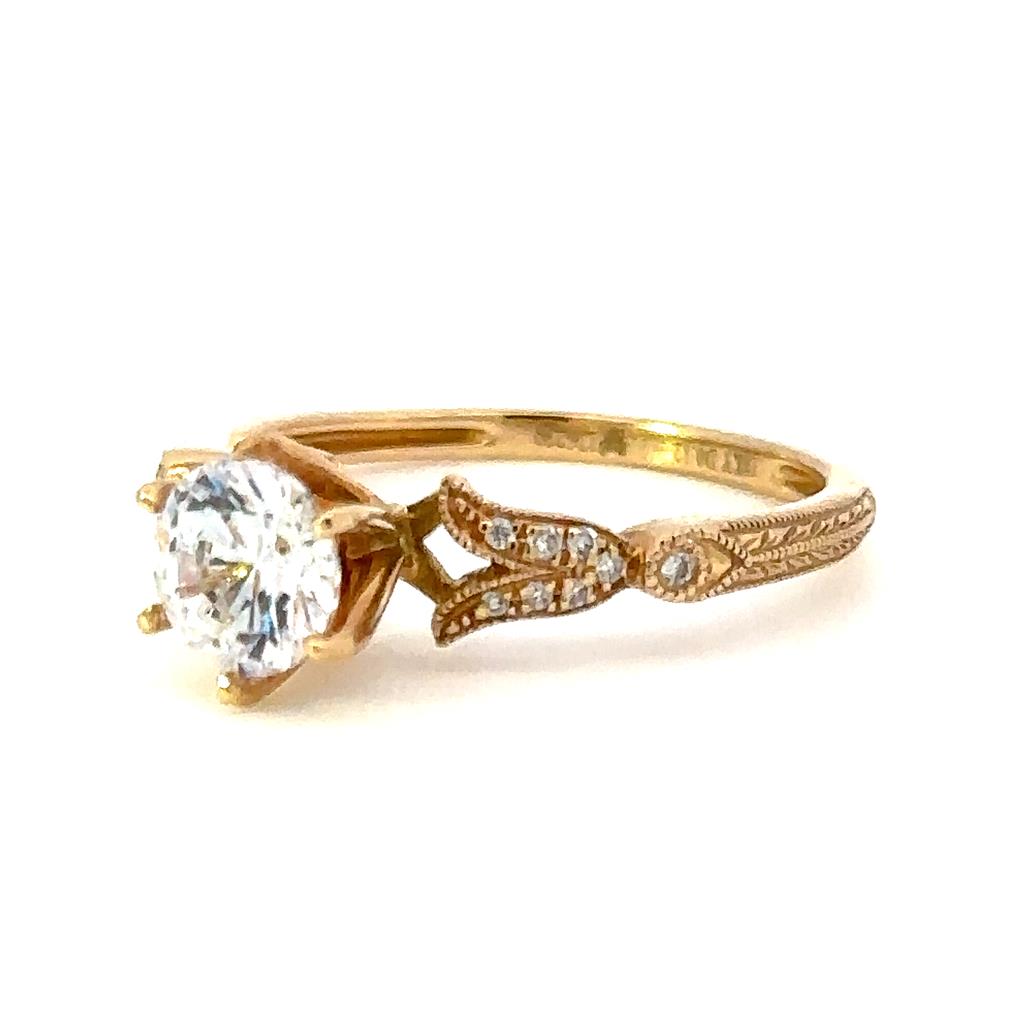 Vintage Style Diamond Engagement Ring 18 KT Yellow 
(Center Stone Not Included)