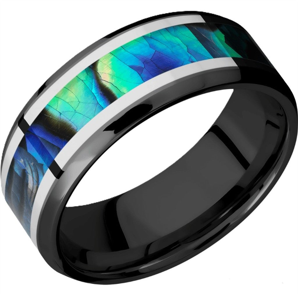 Black Zirconium Alternative Metal Wedding Band 8mm wide Size 8.75