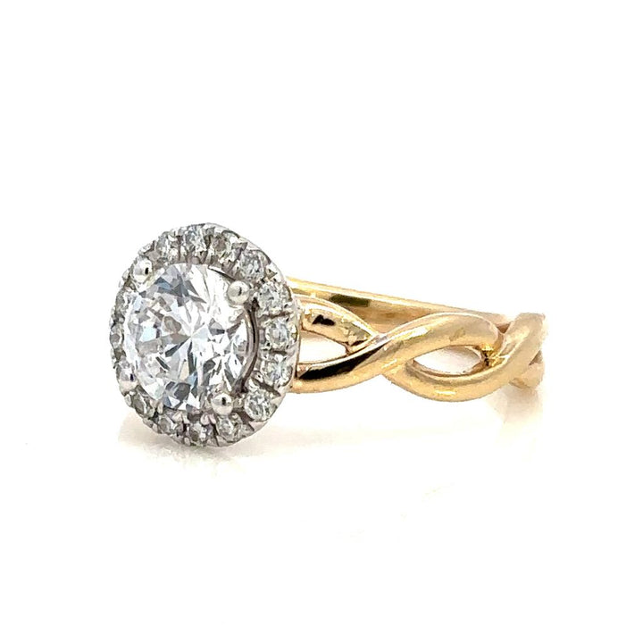 Solitare Style Diamond Engagement Ring 14 Karat Gold Yellow 
(Center Stone Not Included)