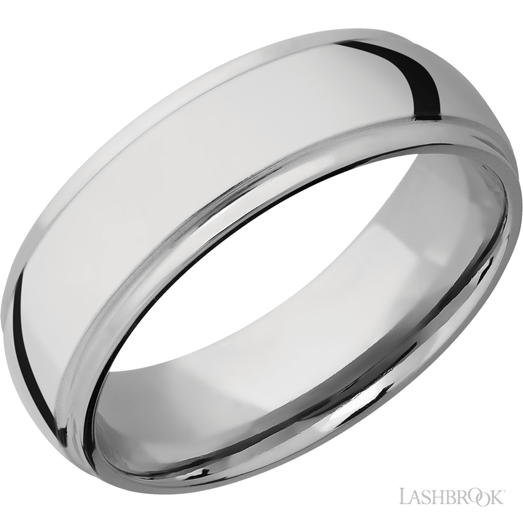 White Cobalt Chrome Alternative Metal Wedding Band 7mm wide Size 9