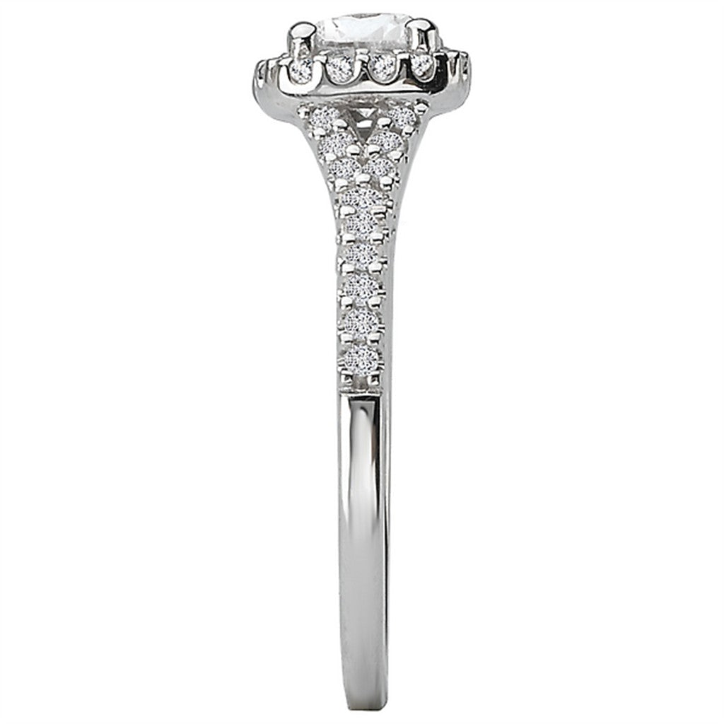 Halo Style Diamond Engagement Ring Sterling Silver White 
(Center Stone Not Included)